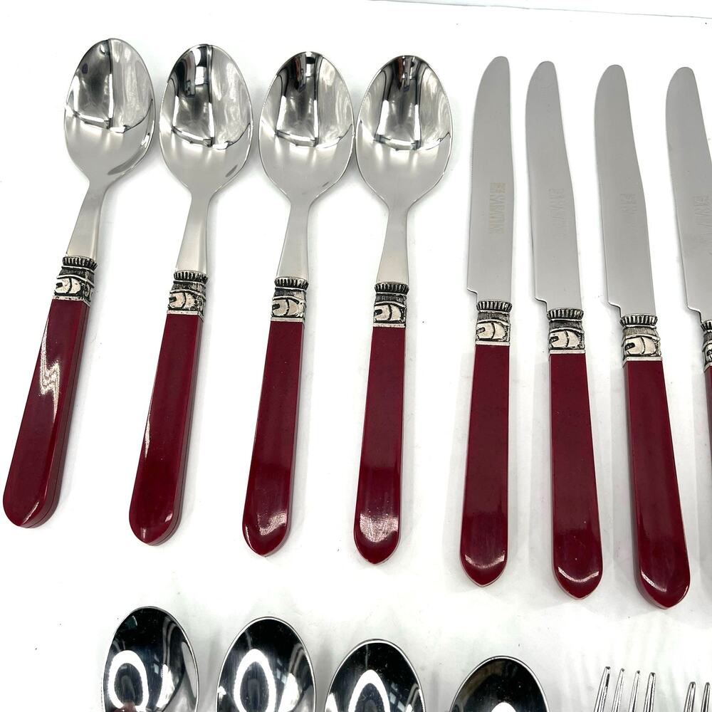SABATIER CANNES Burgundy full set  Stainless Steel Flatware - Picture 5 of 8